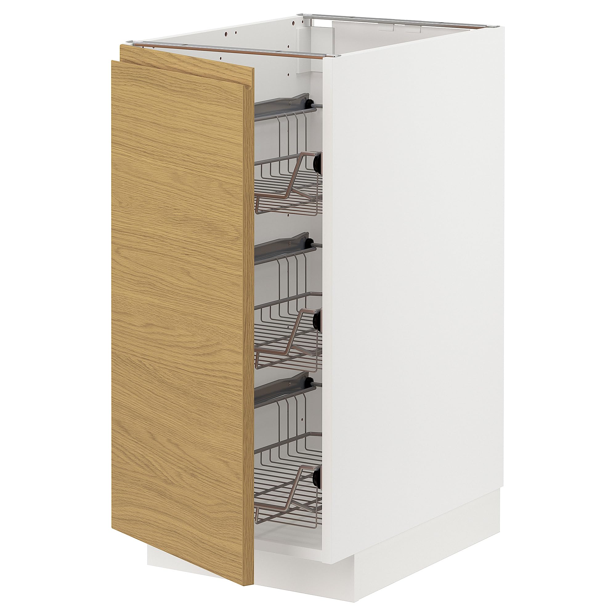 Meuble bas METOD avec paniers métalliques blanc et chêne 40x60 cm