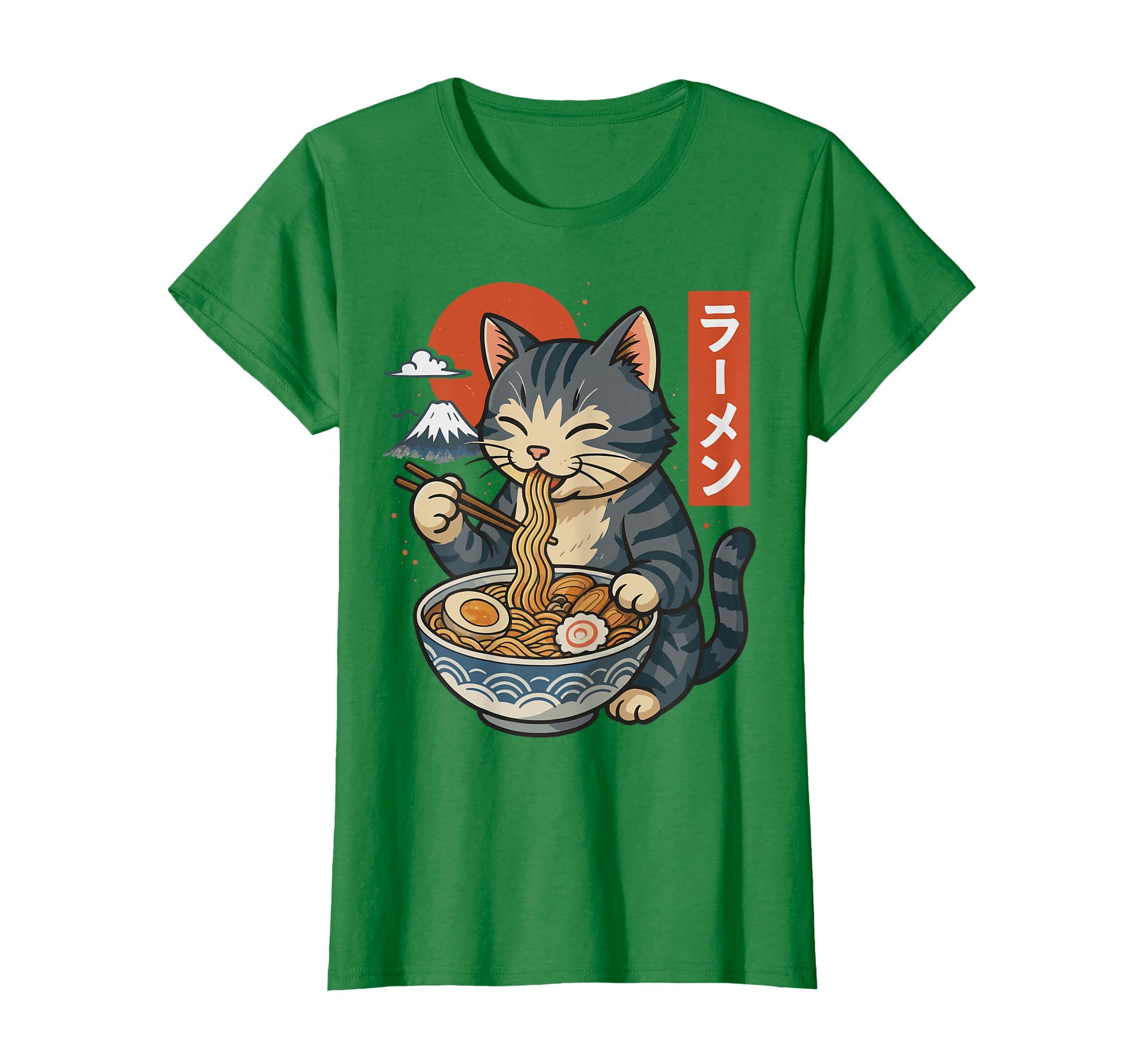 Anime Cat Eating Ramen Retro Kawaii Ramen Cat T-Shirt