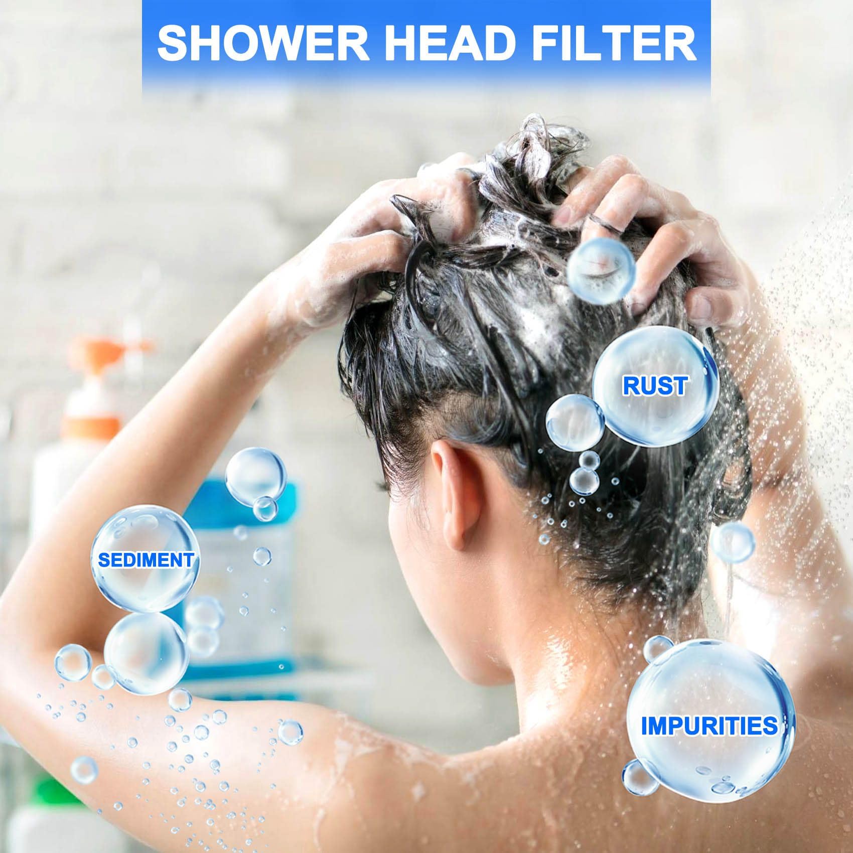 80 filtros de agua de ducha de alto rendimiento para agua dura, eliminación de cloro, cuidado mejorado de la piel y el cabello, ajuste universal, reemplazo de cabezal de ducha fácil instalación