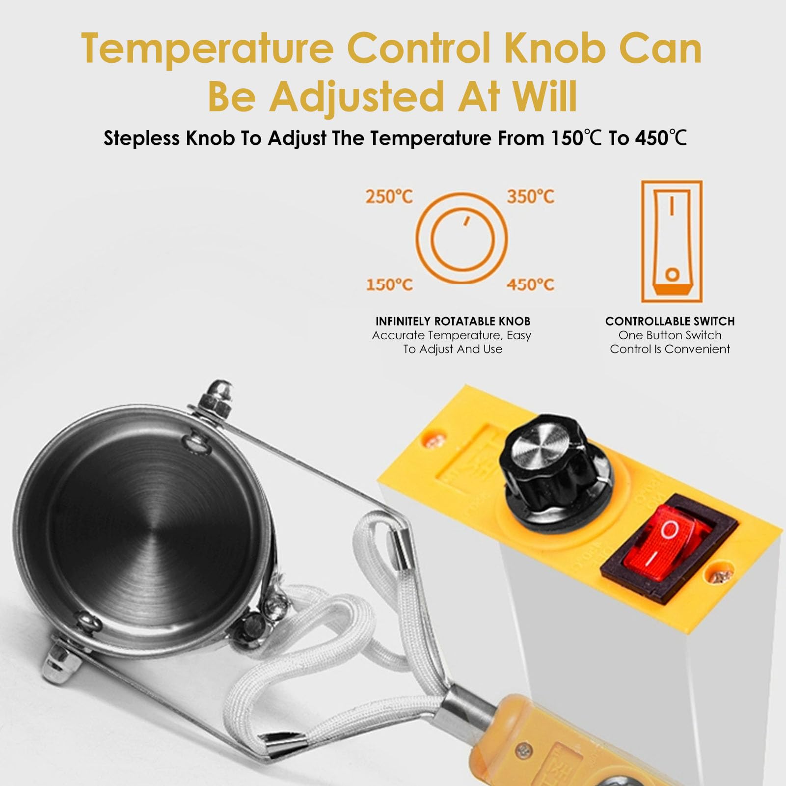 Horno de Soldadura y Fusión de Estaño Portátil Eléctrico 220V con Control de Temperatura 100-450°C