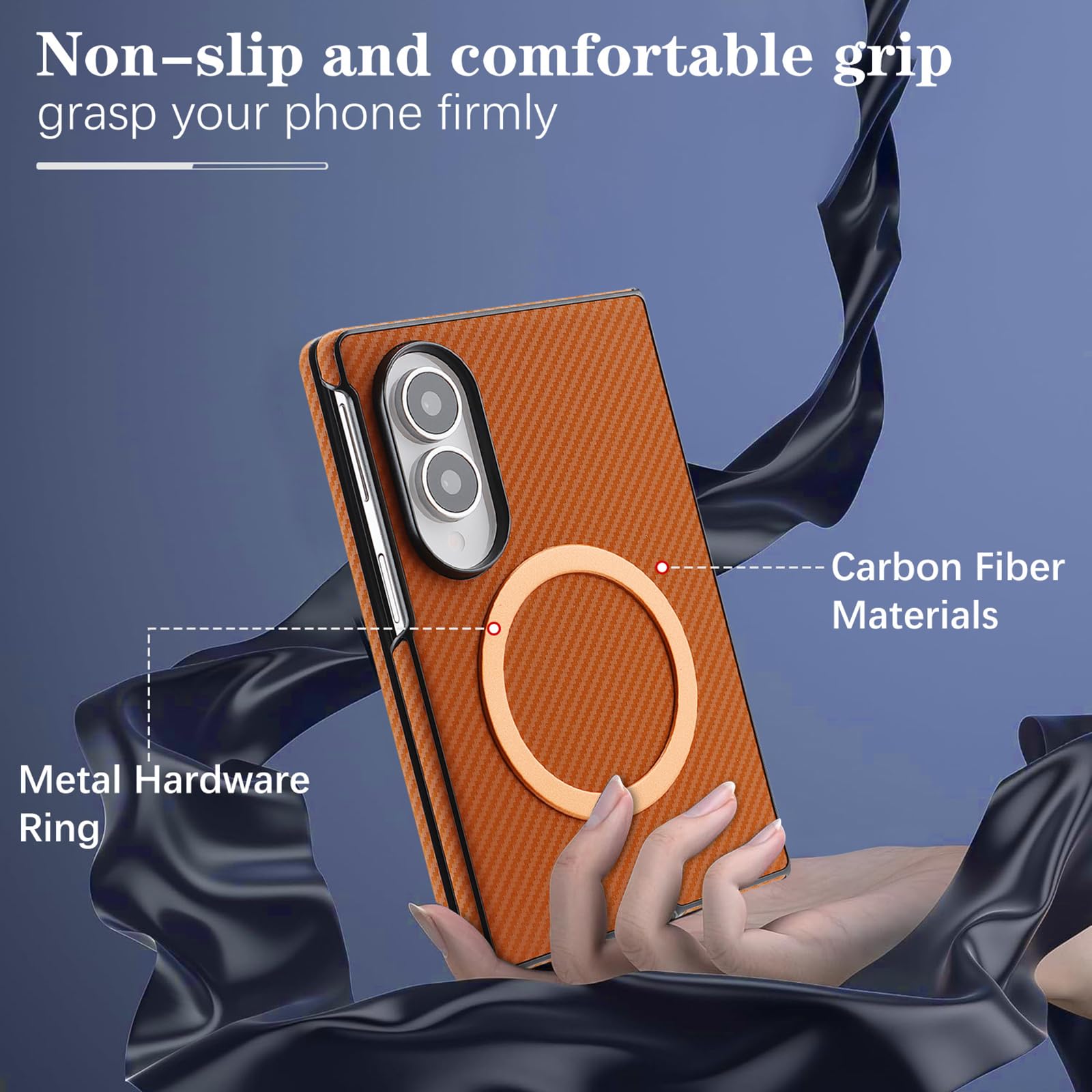 Etui do Samsung Galaxy Z Fold 8, wzór skóry z włókna węglowego