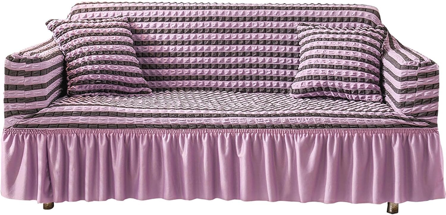 ZJGFCB Stylish Durable Fabric Couch Covers,Super Stretch Sofa Cover For Sectional Sofa,Stylish Non-Slip Sofa Slipcover With Skirt Furniture Protector(Size:4 Seater/235-300cm,Color:D)