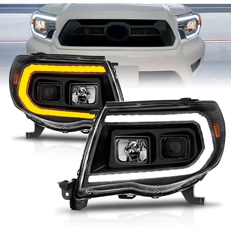 Matte Black Halogen Headlights Pair For 2005-2011 Toyota Tacoma - Signal Lamps