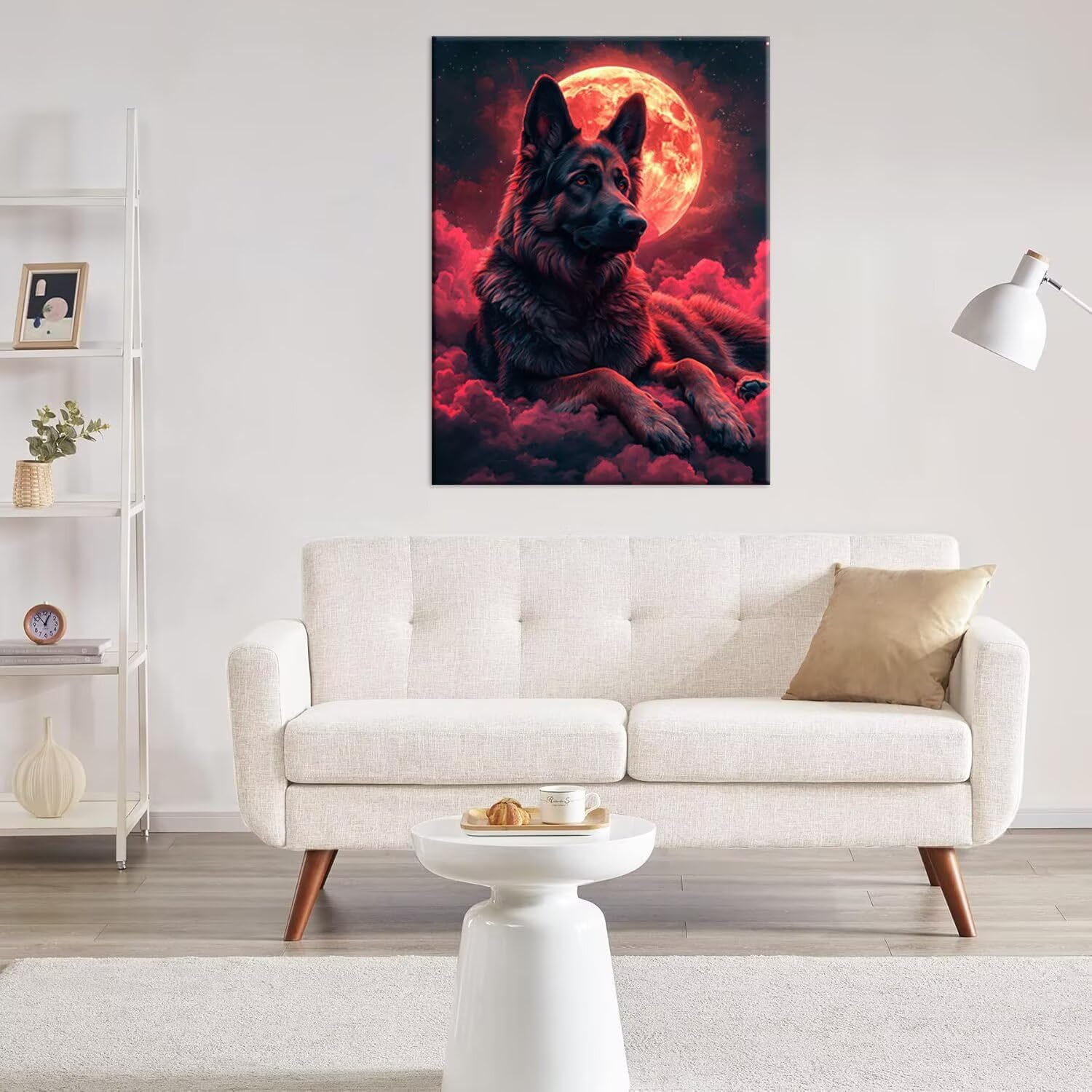Hyupuanj Zestaw do malowania diamentami 5D DIY Dog Moon, 91 x 122 cm h-325