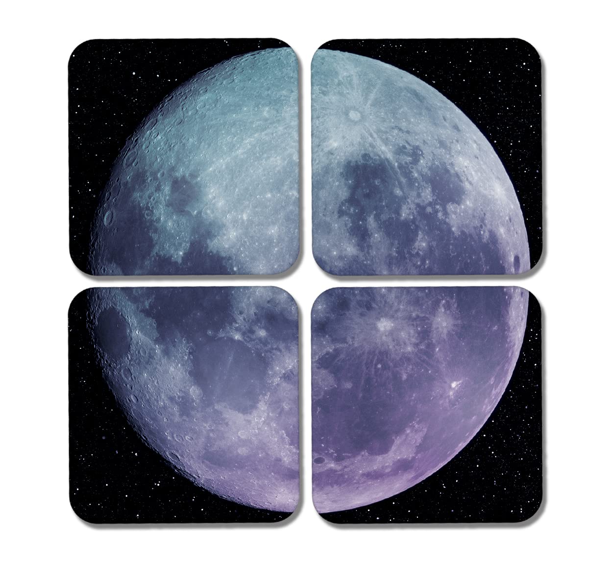 4 x Square Moon Coasters - Space Science Planet NASA Solar System Stars Jigsaw Gift #78282