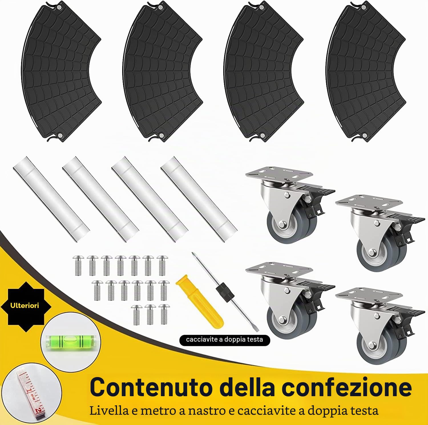 WELDUN Rullo per Piante Ø 40 – 57 cm, Portata 200 kg, sottovaso con Ruote girevoli bloccabili, Rotolo per Fiori per Esterni e Interni, Confezione da 2
