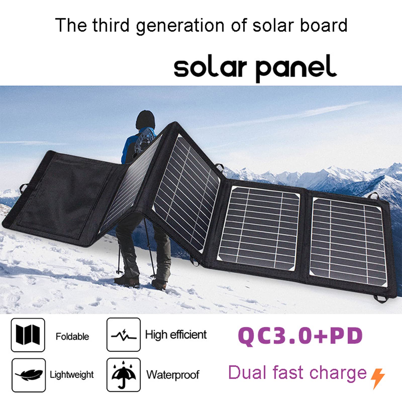 Chargeur Solaire Portable Panneau Solaire Portable 2 Ports USB 1 Port CC Portable étanche QC3.0 Charge Rapide pour Le Camping Les téléphones Portables la Banque d'alimentation(Size:21W)