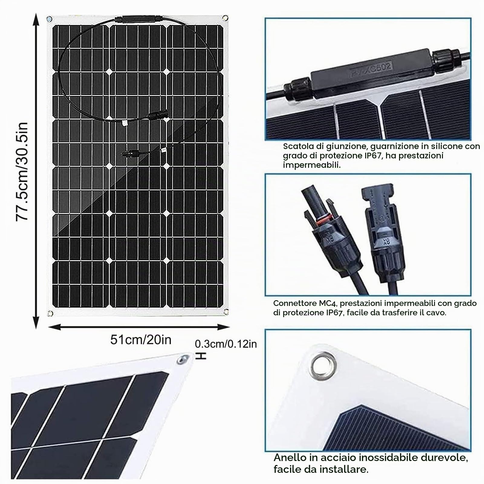2 Pz 350 Watt 12-24 Volt (700W) Flessibile Pannello Solare Monocristallino Leggero Impermeabile con 40A Regolatore Di Carica per Rv, Barche, Cabina, Tetti, Superfici Curve, 2 Pz/2Pcs