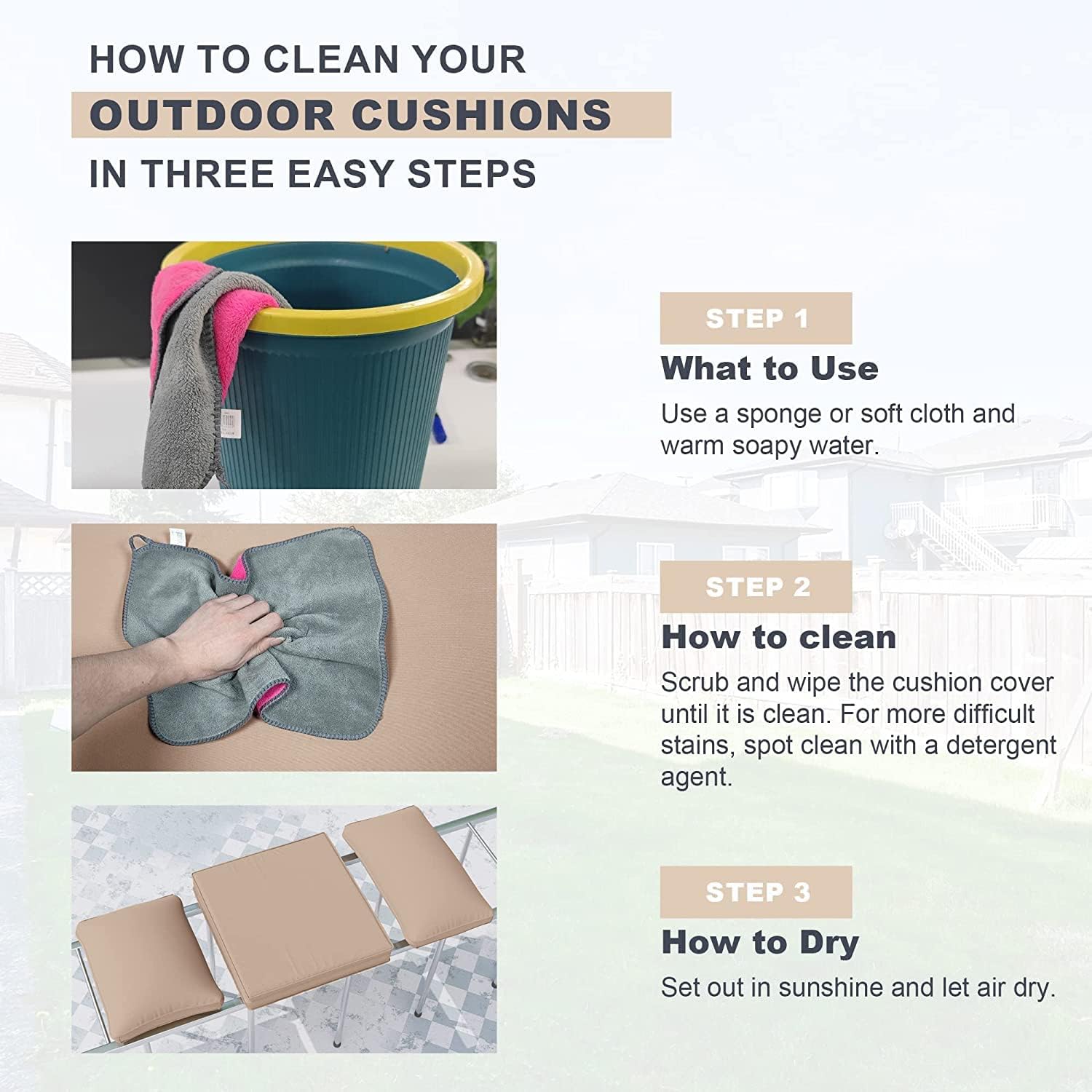 Kullavik Outdoor Patio Cushion Cover,Washable Furniture Cover,Smooth and Thick Zipper Cover, Polyester Fabric Cover, Suitable for Replacement Sofa Seat,Sand (Slipcover Only)