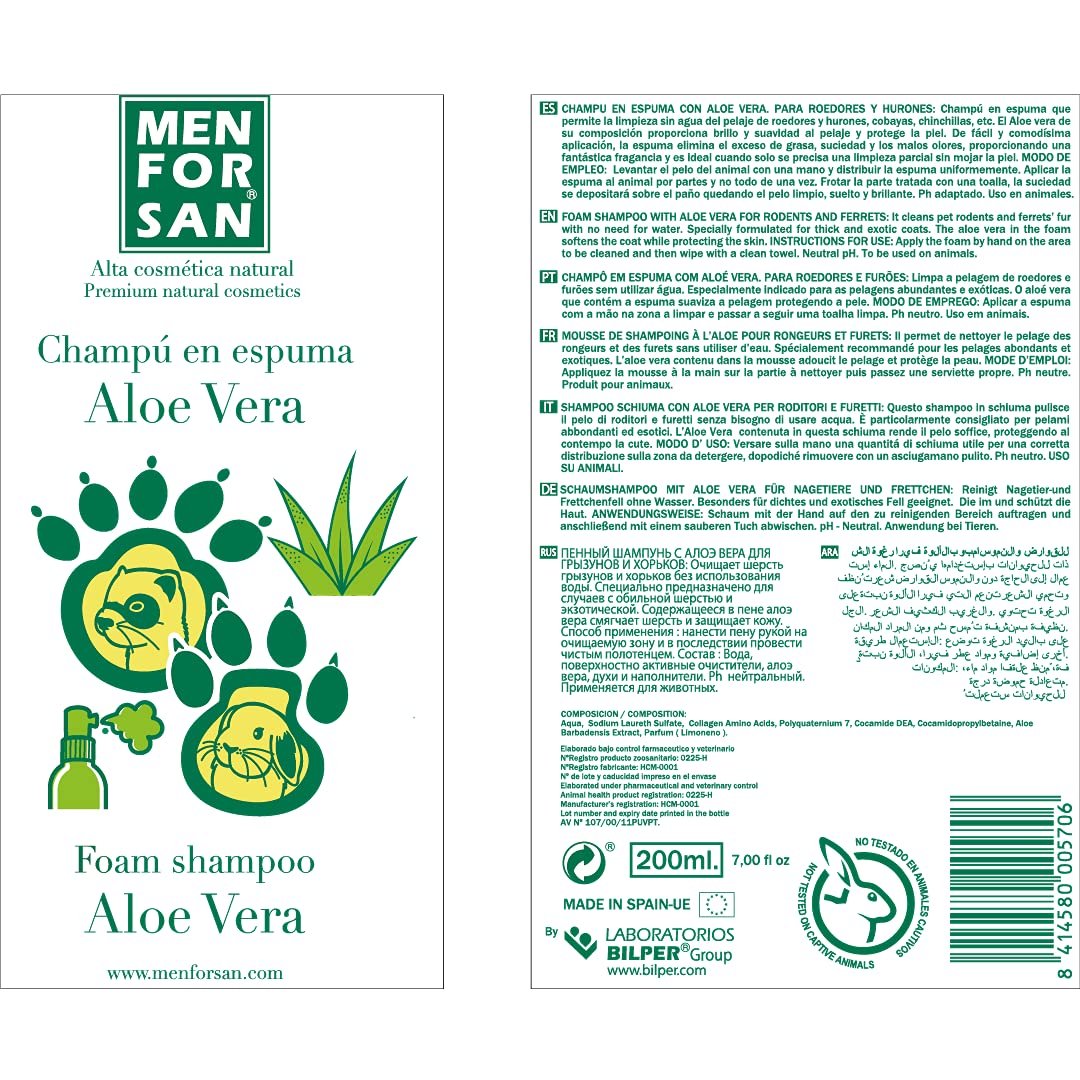 Shampooing Men for San Mousse Aloe Vera Rongeurs Furet (200 ml)