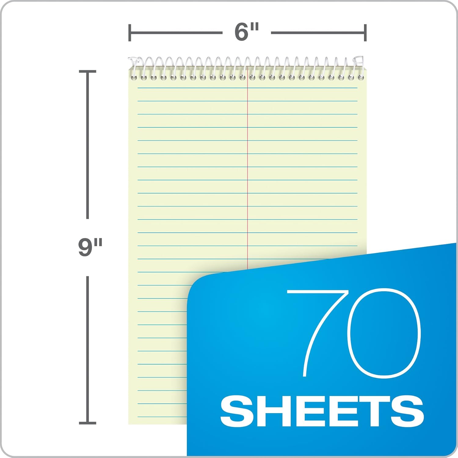 TOPS Steno Books, 6" x 9", Gregg Rule, Green Tint Paper, 70 Sheets, 12 Pack (8011)