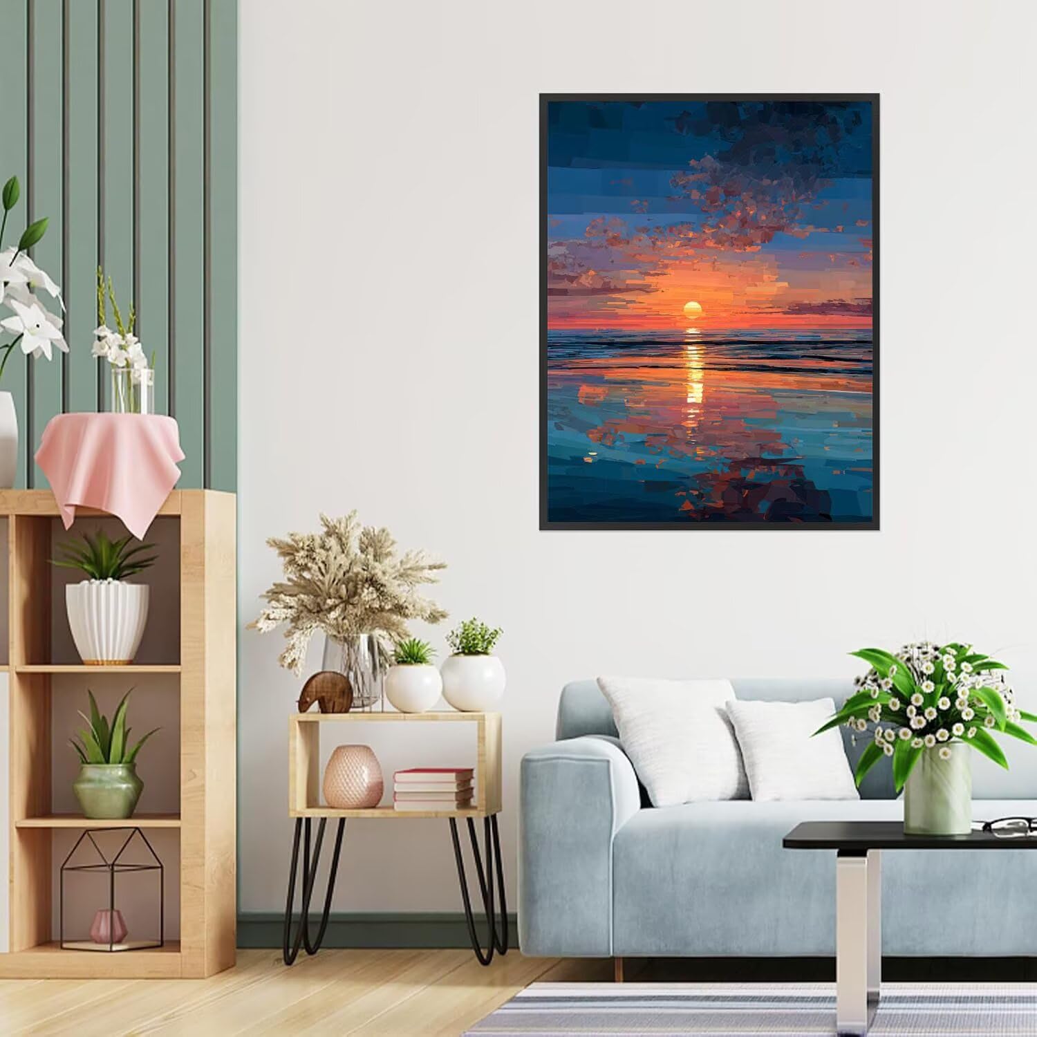 Dipingere con i Numeri Adulti tramonto, mare Dipingere con i Numeri Bambini DIY Kit, Set Premium con Pennelli, Decorazione Casa & Creativo Regalo di Compleanno, Attività di Tempo libero 70x95cm z-257
