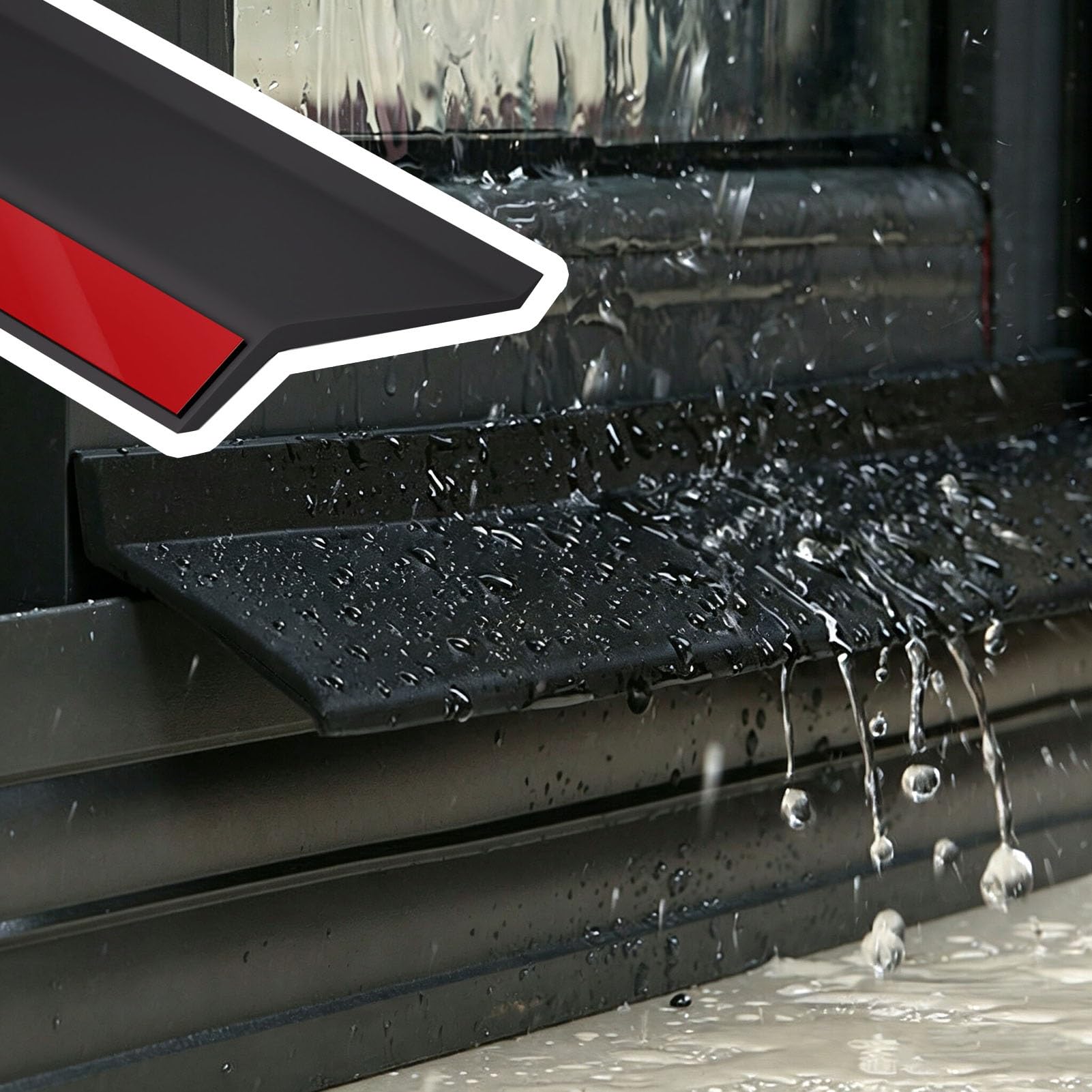 Vierteaguas Muro Exterior Sellado de Ventanas Que Bloquea La Lluvia | Burlete de PVC con Adhesivo, Moldura para Tapar Ventanas/puertas, Tira Desviadora de Agua de Lluvia