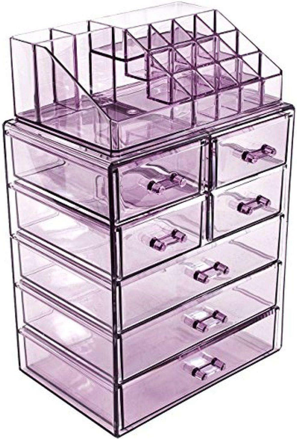 LKOP Acrylic Cosmetic Makeup and Jewelry Storage Case Display - Purple Cosmetic-display-cases Makeup organizer Bathroom organizer Makeup bag Storage cabinet Bathroom storage Makeup vanity Make u