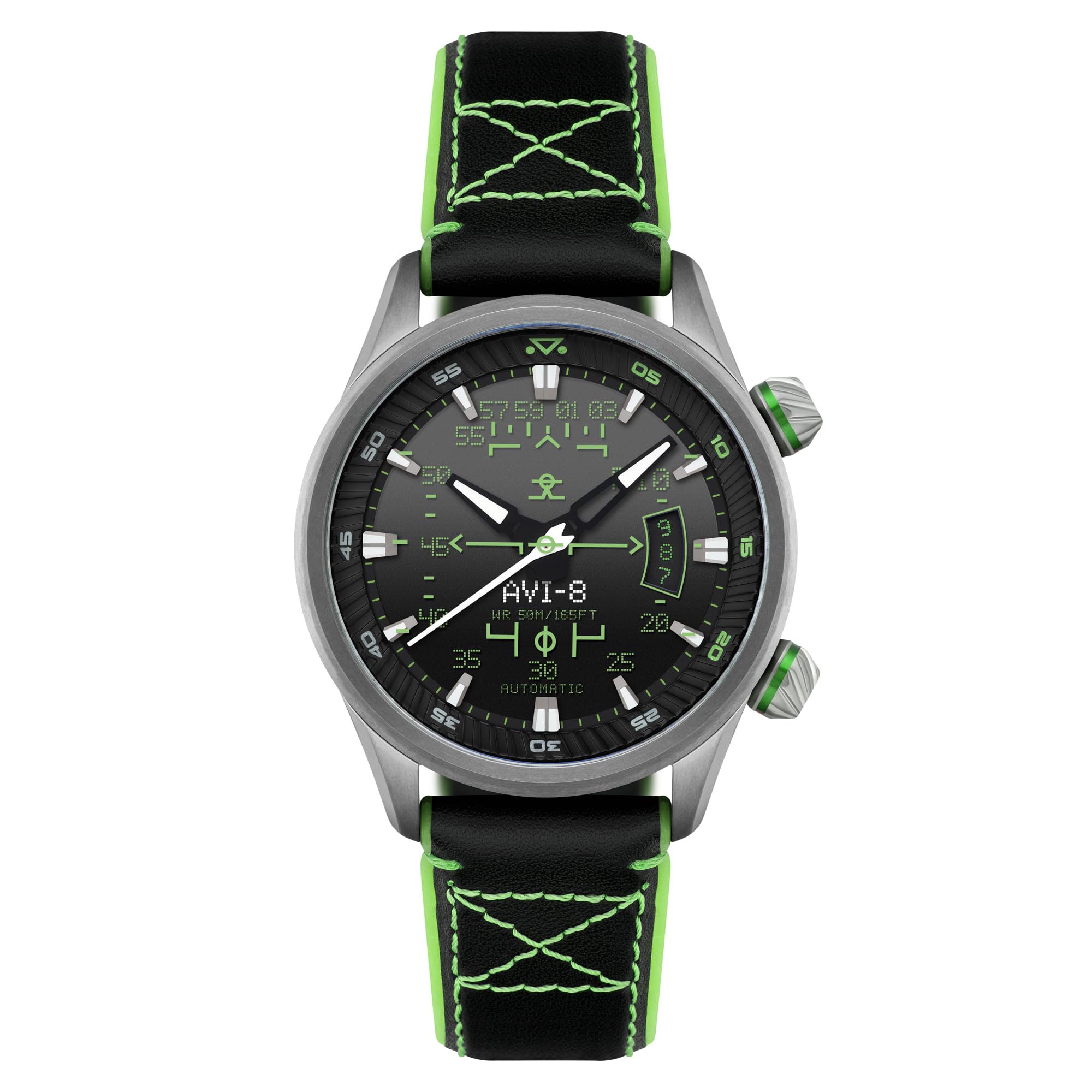 AVI-8 Hawker Harrier HUD Automatikuhr für Herren, 44 mm, mit Gummi-/Lederband, AV-4117