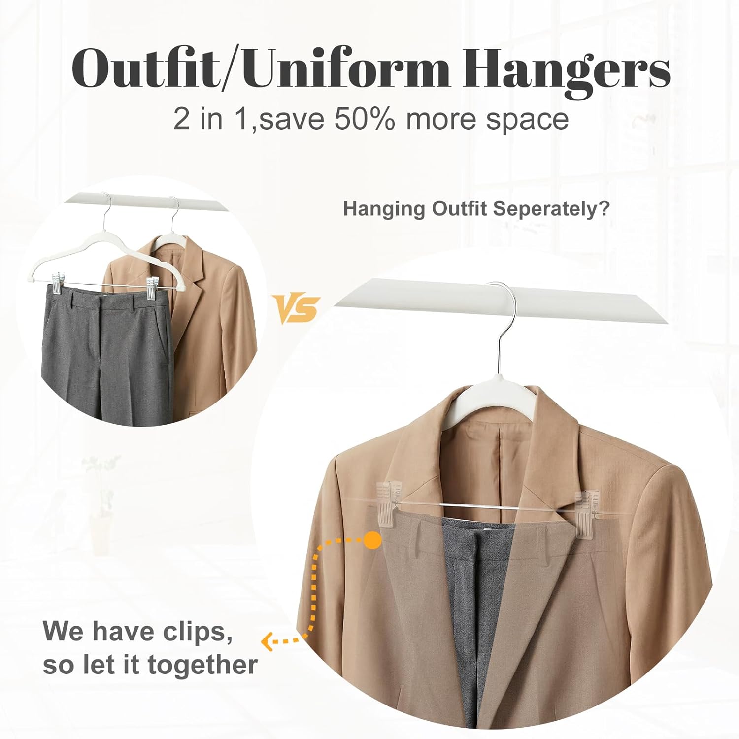 HOUSE DAY Velvet Skirt Hangers 24 Pack, White Velvet Hanger with Adjustable Clips, Space Saving Slim Pant Hangers, Heavy Duty Non Slip Clip Hanger for Pants, Skirts, Shorts