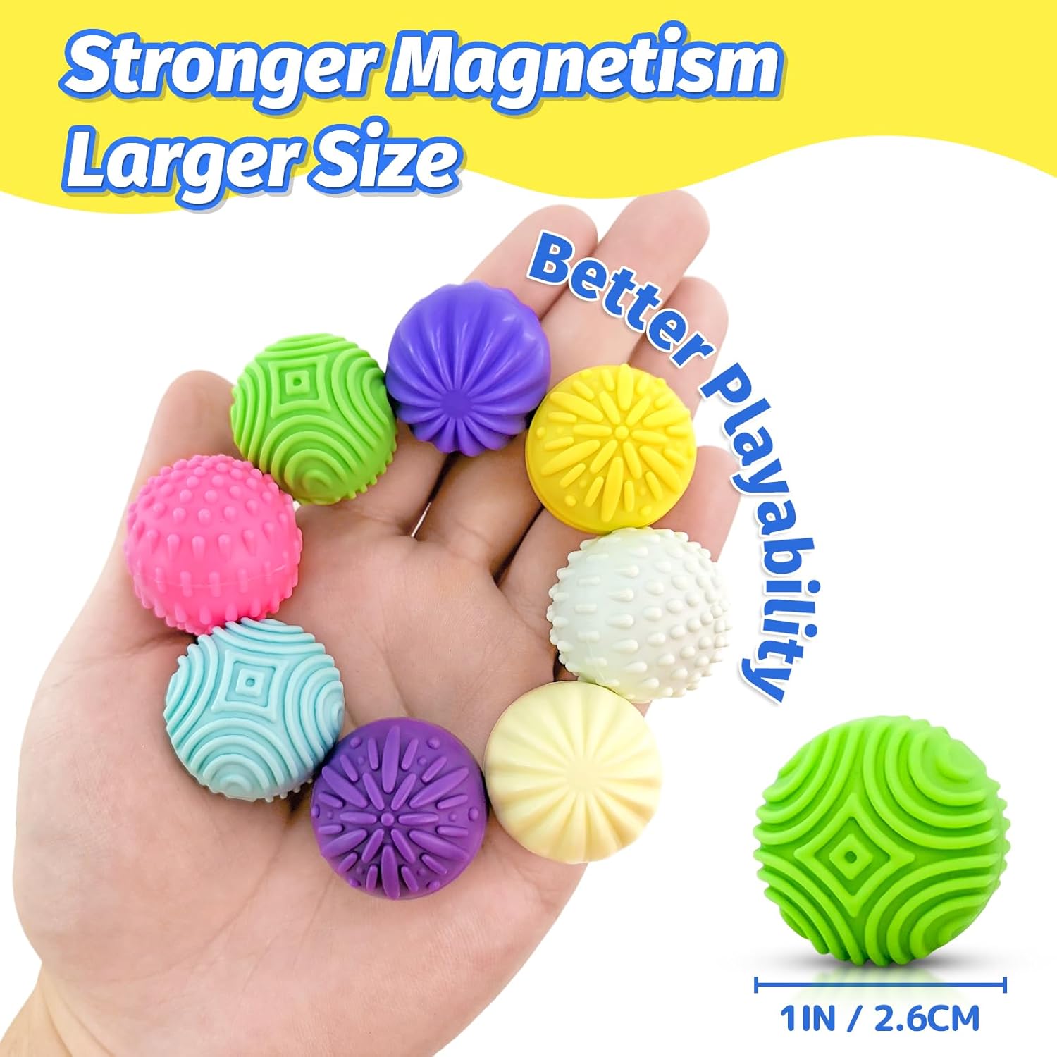 Fidget Magnet Ball Toy, 8 PCS Multi Color Texture Tactile Sensory Gift for Teens Adult ADHD Autism Anxiety, Silent Stress Relief Massage Roller Item Desk Toy for Home Office Calm Down with Case - Image 2