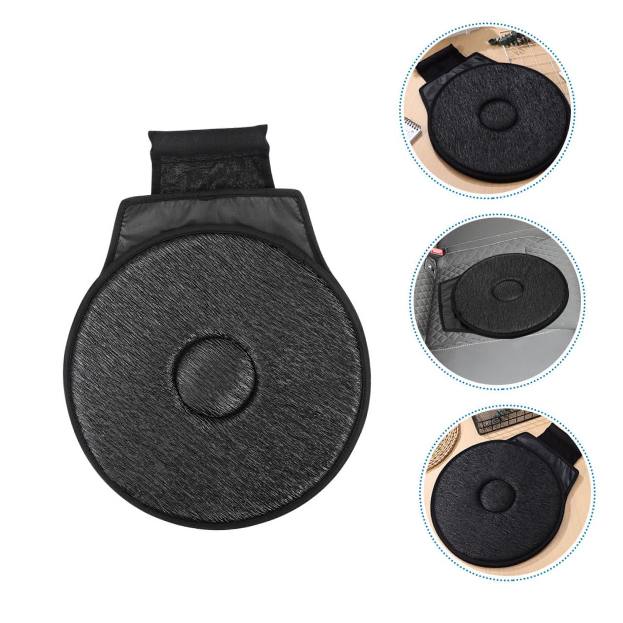 2 Cojines Giratorios para Asiento de Coche, Negro, Tejido
