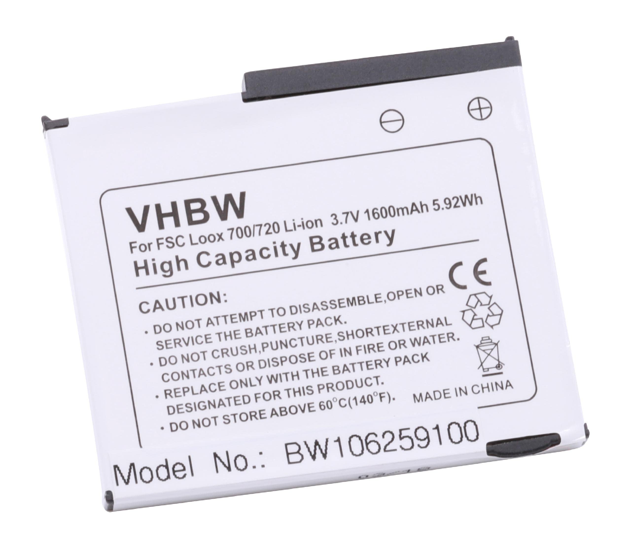 vhbw Battery replacement for Fujitsu-Siemens PL700MD, PL710MB for Mobile Phone Smartphone PDA Notepad Tablet (1600mAh, 3.7V, Li-Ion)