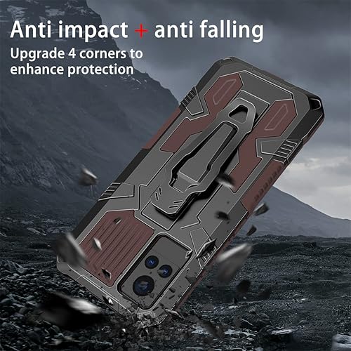 Miniatura 4 de Funda de abrazadera compatible con Vivo V21, resistente para deportes al aire libre, soporte magnético, funda protectora de PC + TPU para Vivo V21