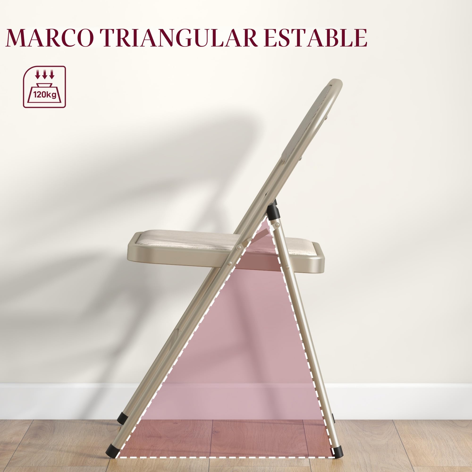 HOMCOM Juego de 6 sillas Plegables sillas de Comedor portátiles Silla Plegable de Interior con cojín de Lino y Estructura de Acero Dim. 45W x 46D x 78H cm Beige