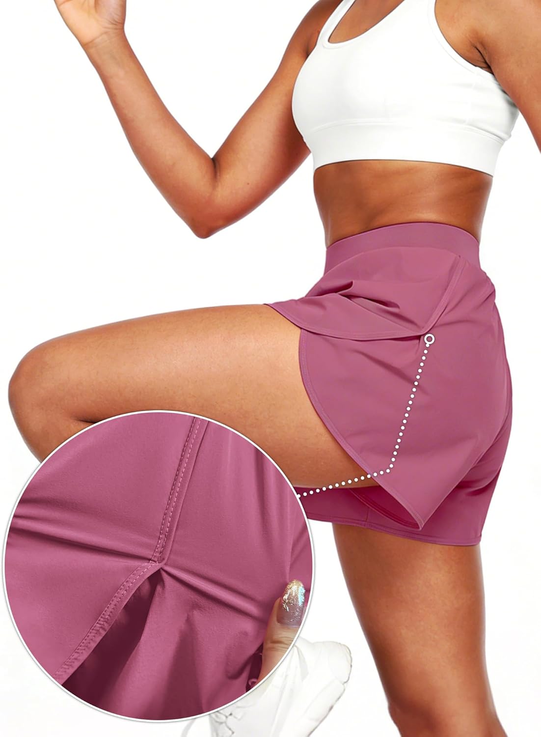 CADMUS 2 in 1 Women's Workout Shorts Athletic Gym Running Shorts with Compression Liner Brief