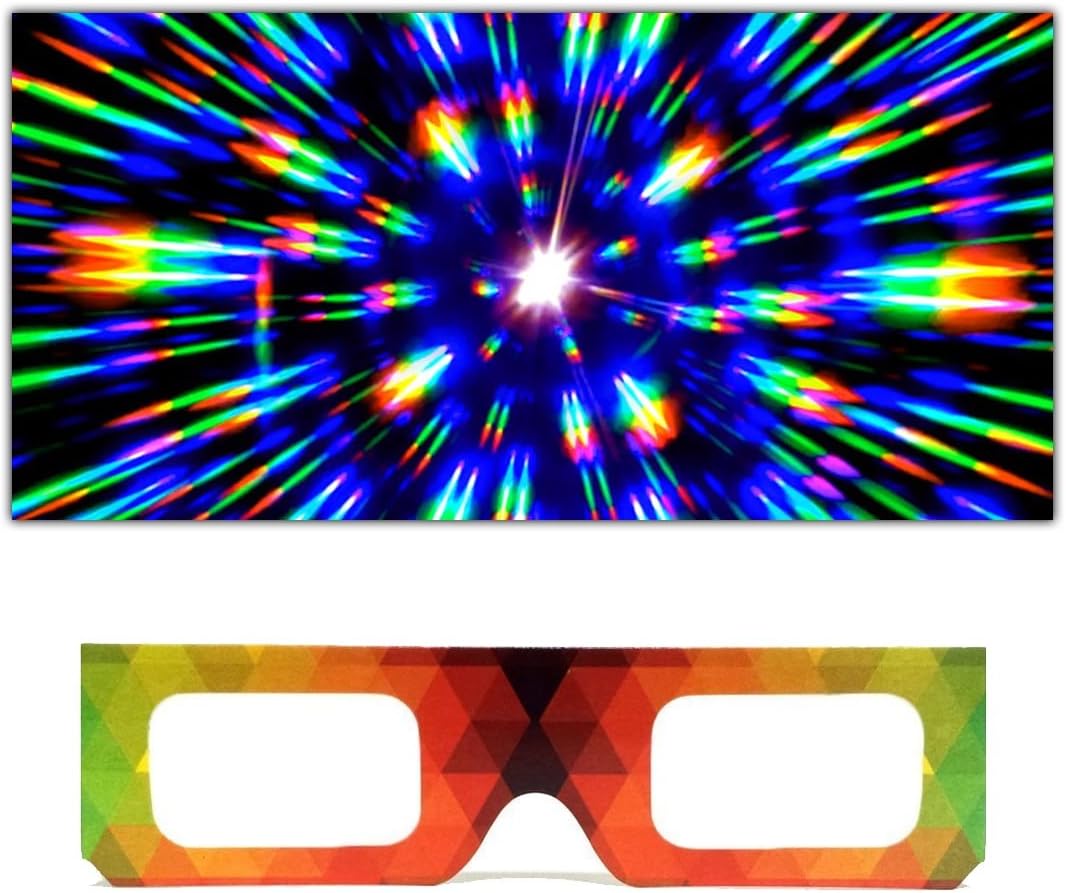 GloFX Paper Cardboard Diffraction Glasses – Geometric Rainbow (10 Pack) Unique Party Favors for Kids