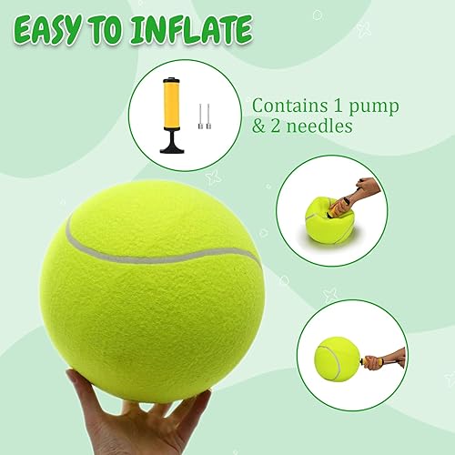 Miniatura 9 de Pelota de tenis gigante de 9.5 pulgadas, juguete grande para jugar al aire libre, regalo de cumpleaños para perros pequeños, medianos y grandes,