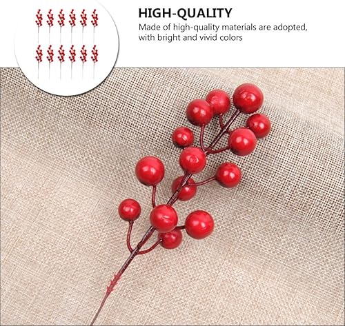 Miniatura 3 de 24 piezas de espuma de Navidad de frutas rojas de acebo, ramas de acebo, centro de mesa de Navidad, decoración de Navidad, adornos de Navidad,