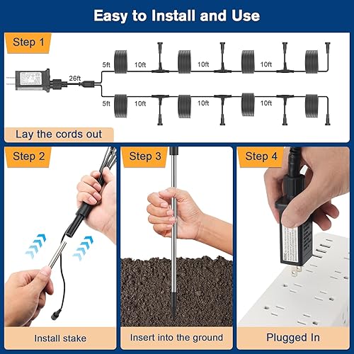 Miniatura 5 de Aulanto Luces de paisaje de bajo voltaje, 64 luces LED de luciérnaga impermeables para exteriores, 8 modos de iluminación, luces de jardín