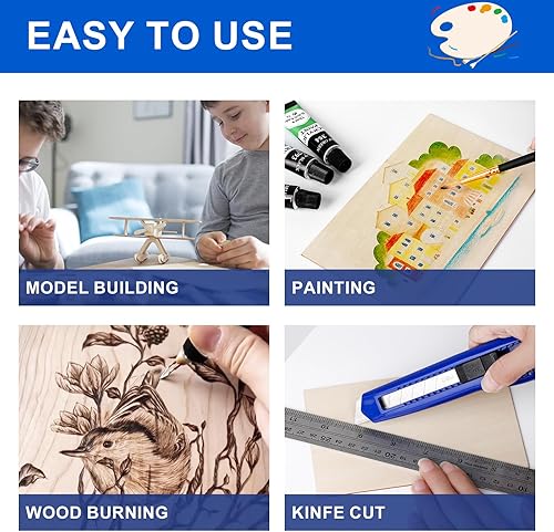 Miniatura 4 de Paquete de 20 hojas de tilo de 16 x 16 x 18 pulgadas, madera de tilo de 0.118 in para corte y grabado láser, tablero fino de madera contrachapada