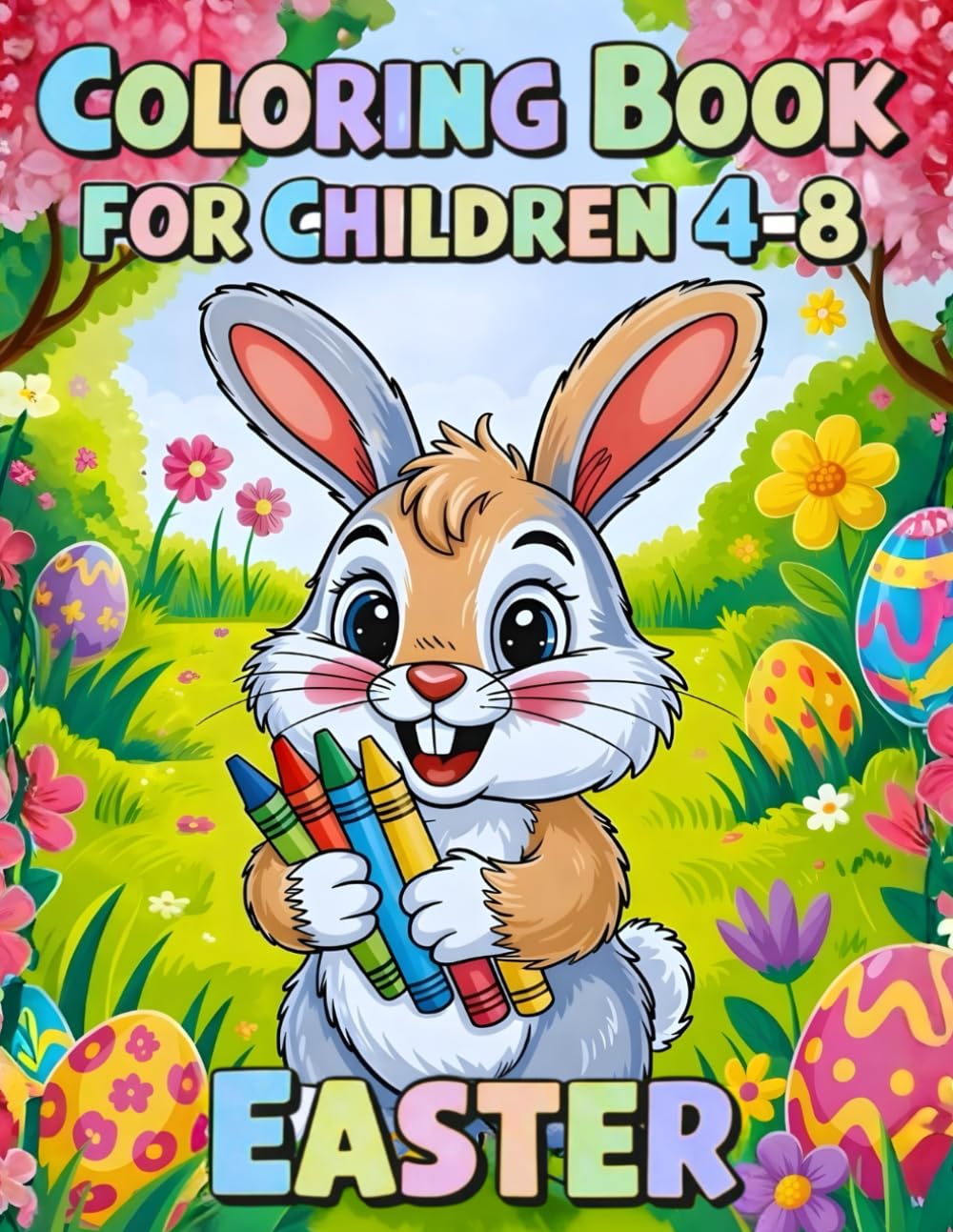Coloring Book for Kids Ages 4–8 Easter: Cute Bunnies, Chicks, Lambs, Easter Eggs and Baskets | 45 Fun Designs | Single-Sided Pages