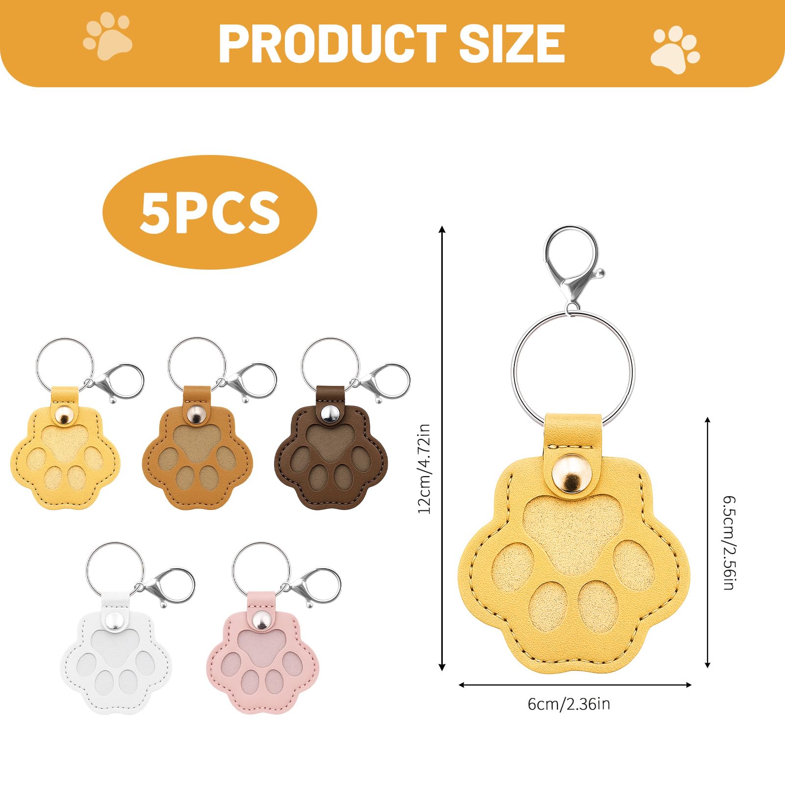 Ruvan 5 PCS Caja De Recuerdos Para El Pelo De Mascotas, Llavero Pelo Perro, Llaveros Conmemorativos De Piel PU, Llavero Conmemorativo Para Mascotas, Recuerdo De Perro Gato