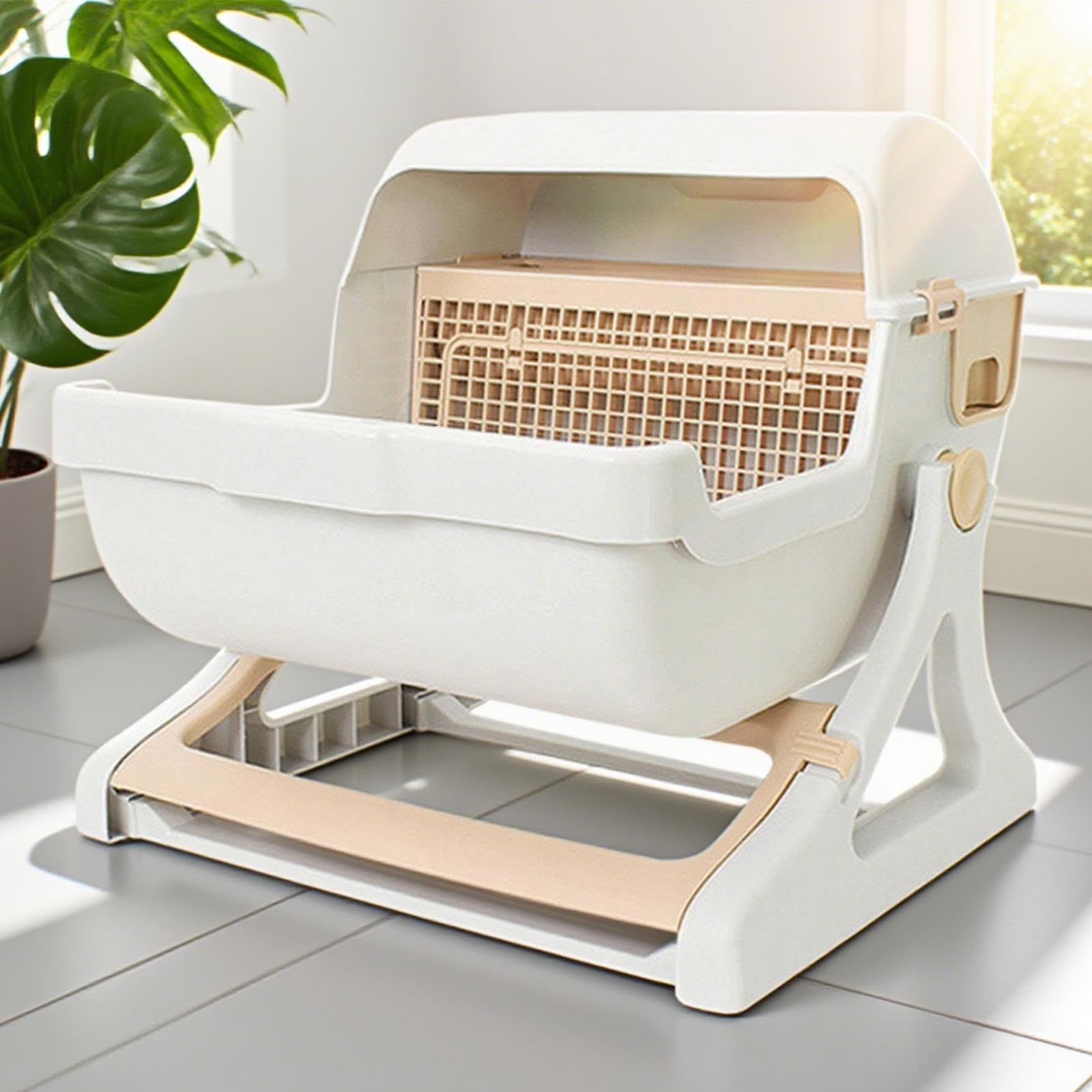 Lettiera automatica per gatti Design estetico, ampio pulitore, resistente e | Pulizia automatica della lettiera per gatti Per interni, esterni, viaggi, gatti anziani, appartamenti