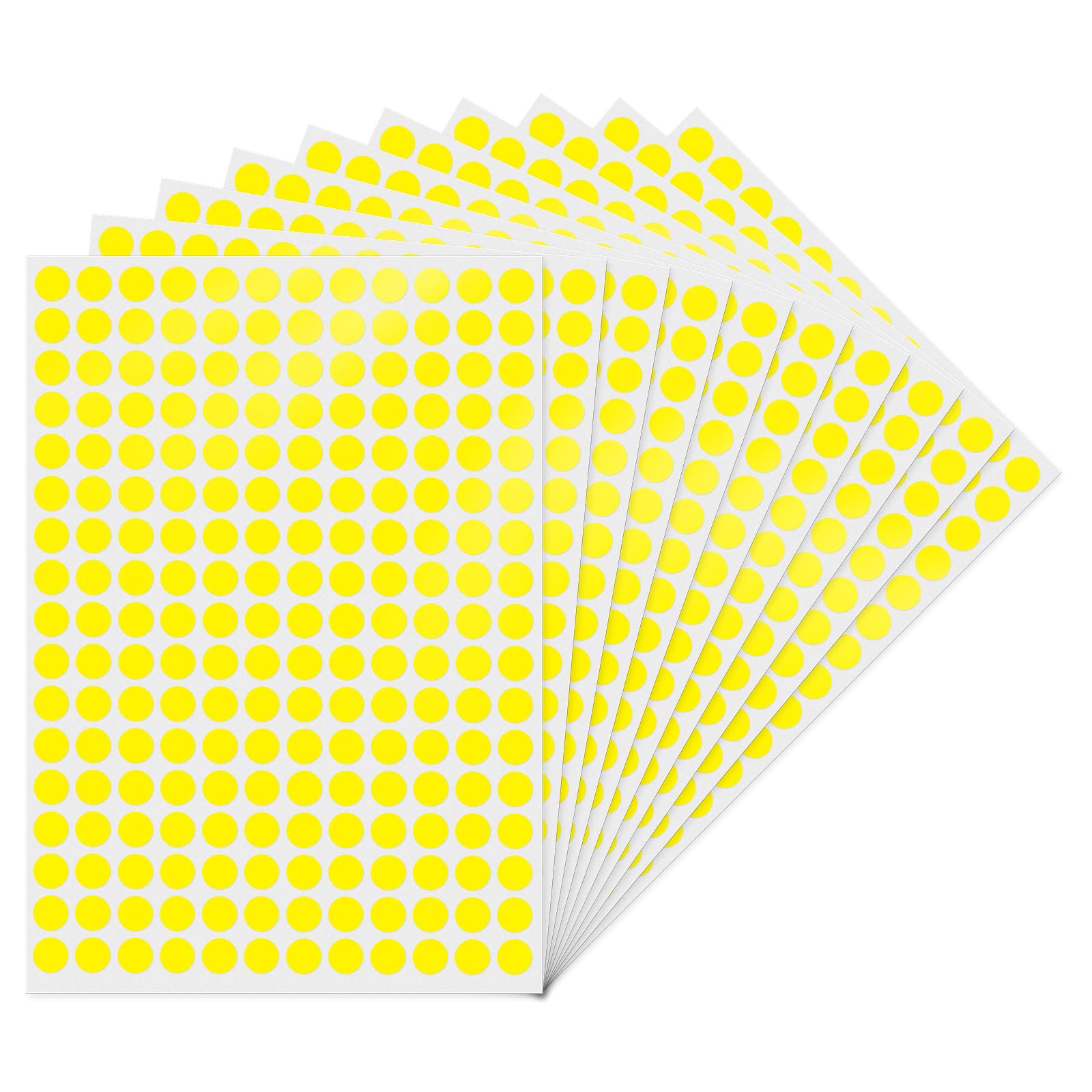 YIKIADA Yellow Round 10mm Dot Stickers Self-Adhesive Marking Dots Waterproof Adhesive Dots Stickers Small Colour Coding Labels 2040 Pieces