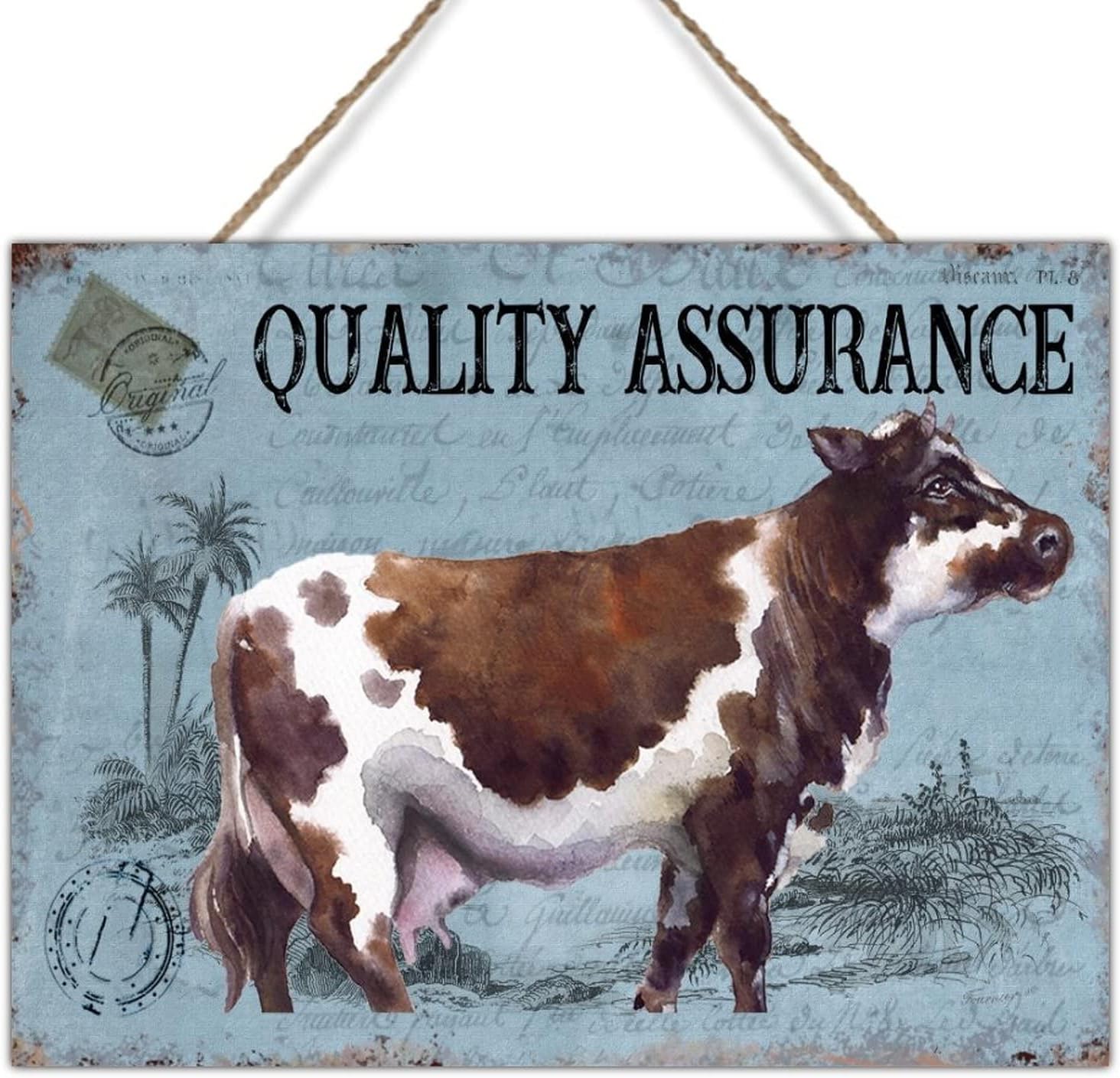 Wood Wall Art Plaque Vintage French Style Cow Blue Sign Watercolor Farm Animal Cattle Wall Art Decor Chic Rustic Wood Pallet Wall Hanging Sign 24x18in Gift to Farm Animal Lover