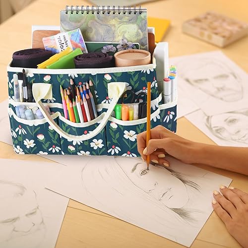 Vista 47 de qianshan Bolsa organizadora de manualidades con múltiples bolsillos, organizador grande de almacenamiento de arte con asas para arte, manualidades