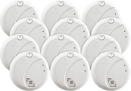 First Alert BRK 7010BFF-12 Detector de humo con cable con sensor fotoeléctrico y batería de respaldo, paquete de 12, color blanco