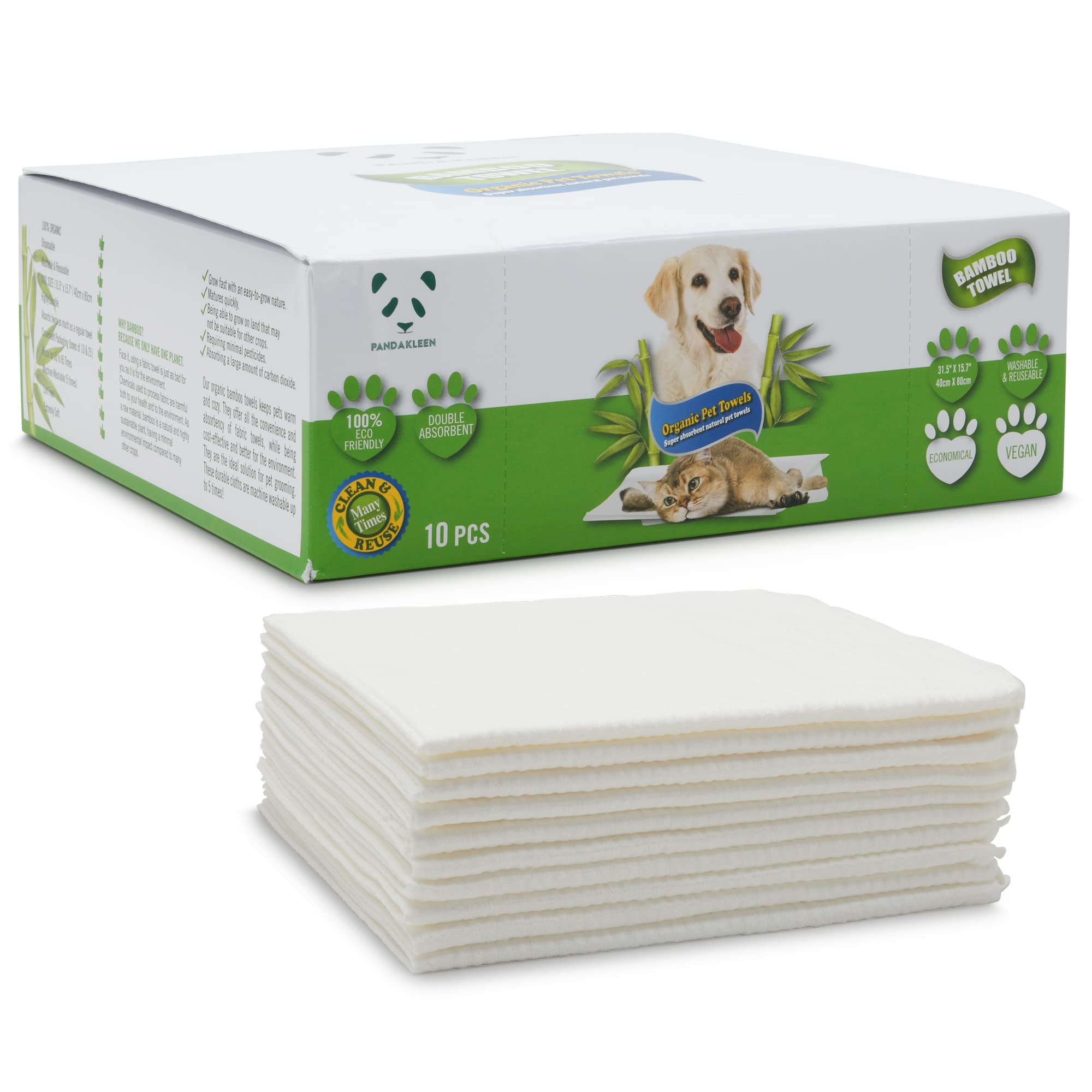 PANDAKLEEN Bamboo Pet Towel 10 PCS - Reusable Bamboo Paper Towels for Dogs, Cats and Other Pets are Machine Washable Up to 5 Times | Disposable Pet Wipes for Drying and Cleaning Dirty Pets (B0C4FW5XZS) Amazon Price History, Amazon Price Tracker