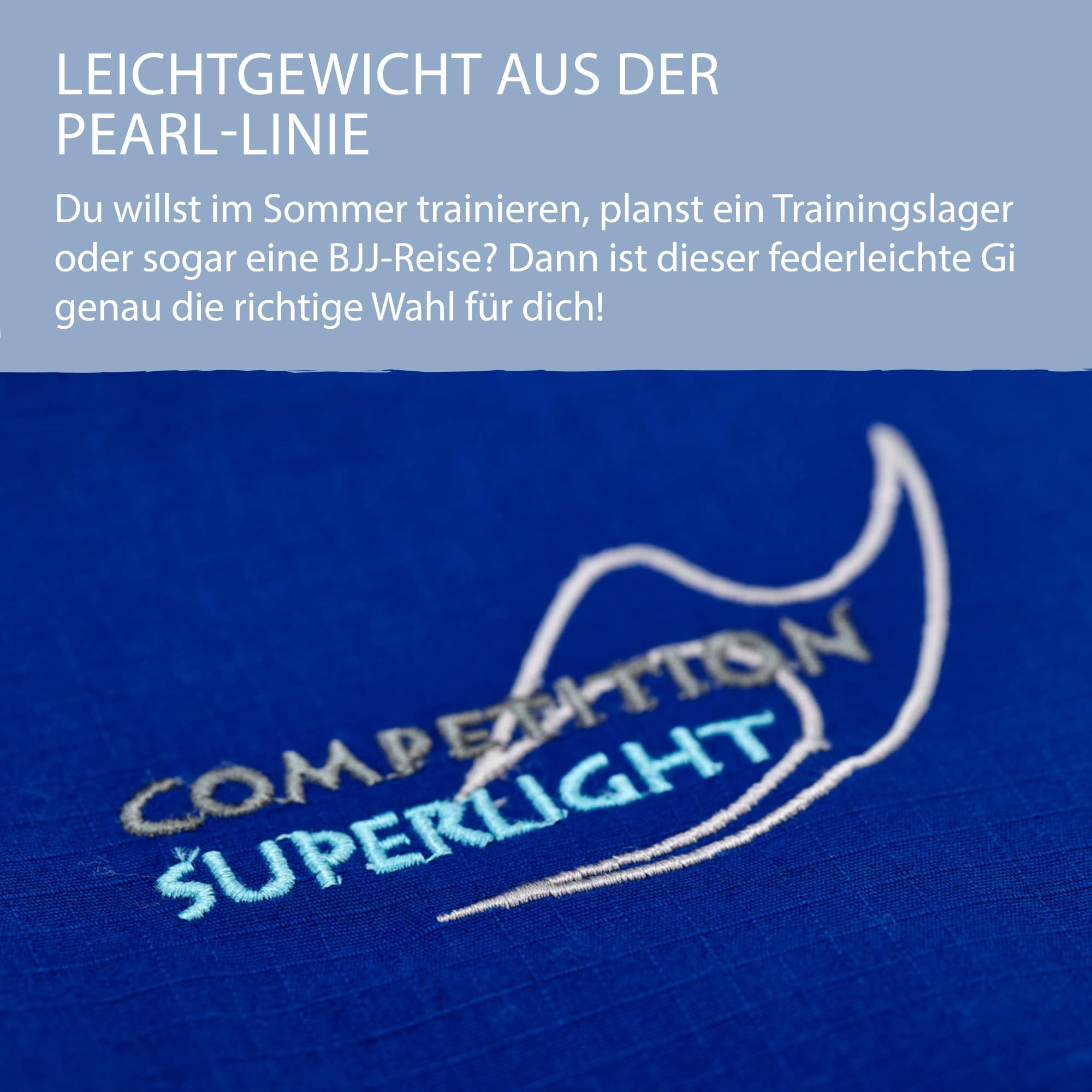 Ju-Sports BJJ Gi Herren Pearl Competition superlight blau - Superleichter Brazilian Jujutsu Anzug mit kontrastierenden Nähten & Stickverzierungen, 100% Baumwolle