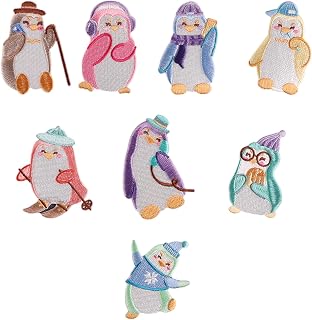 8 PC Bordado Pingüinos Hierro En Manchas Apliques Manchas De Coser Manchas De Dibujos Animados En Manchas Para Coser