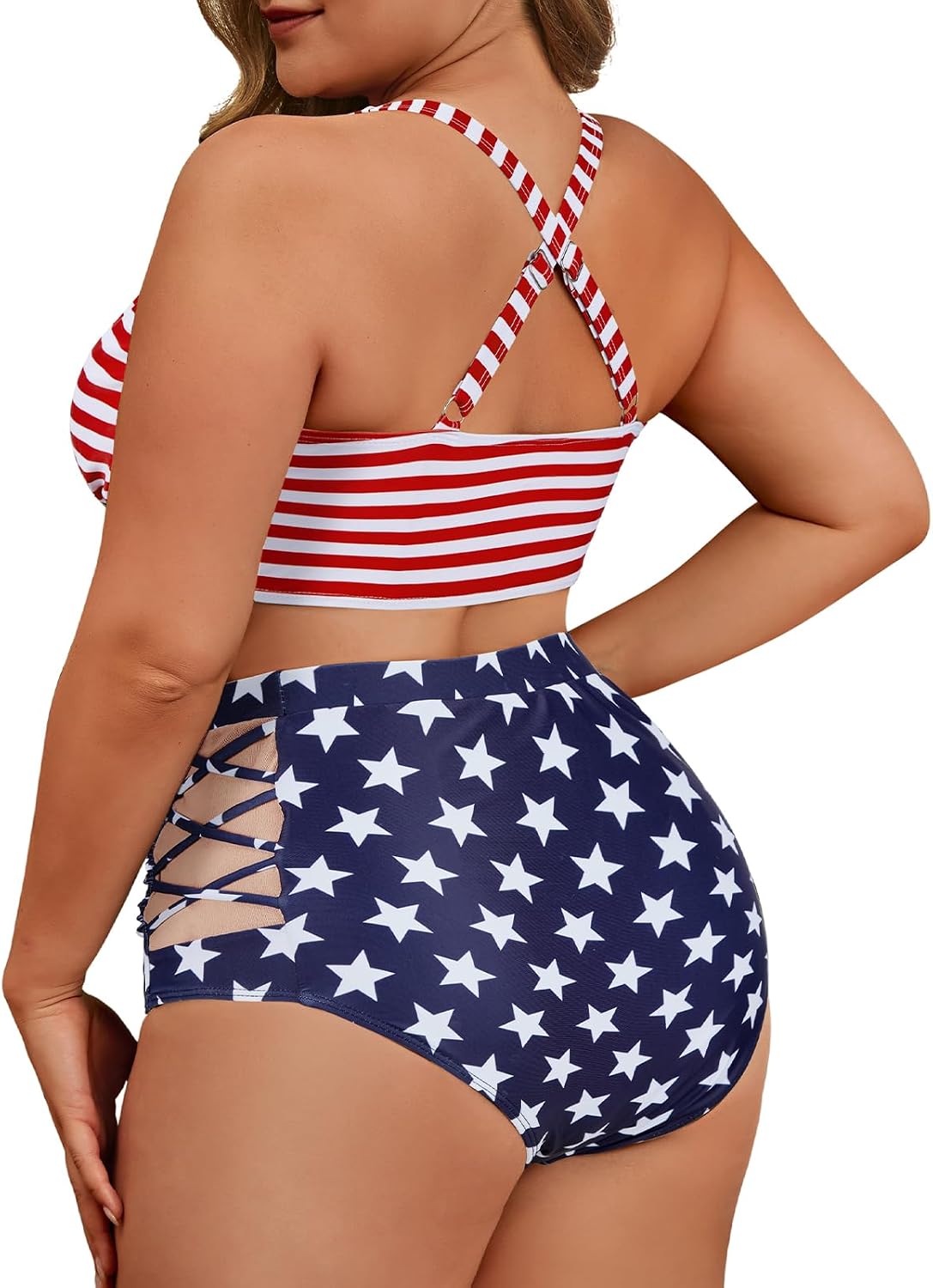 American Trends Womens Plus Size Bikini Set - Tummy Control, High Waisted 2 Piece Swimsuits Bathing Suits
