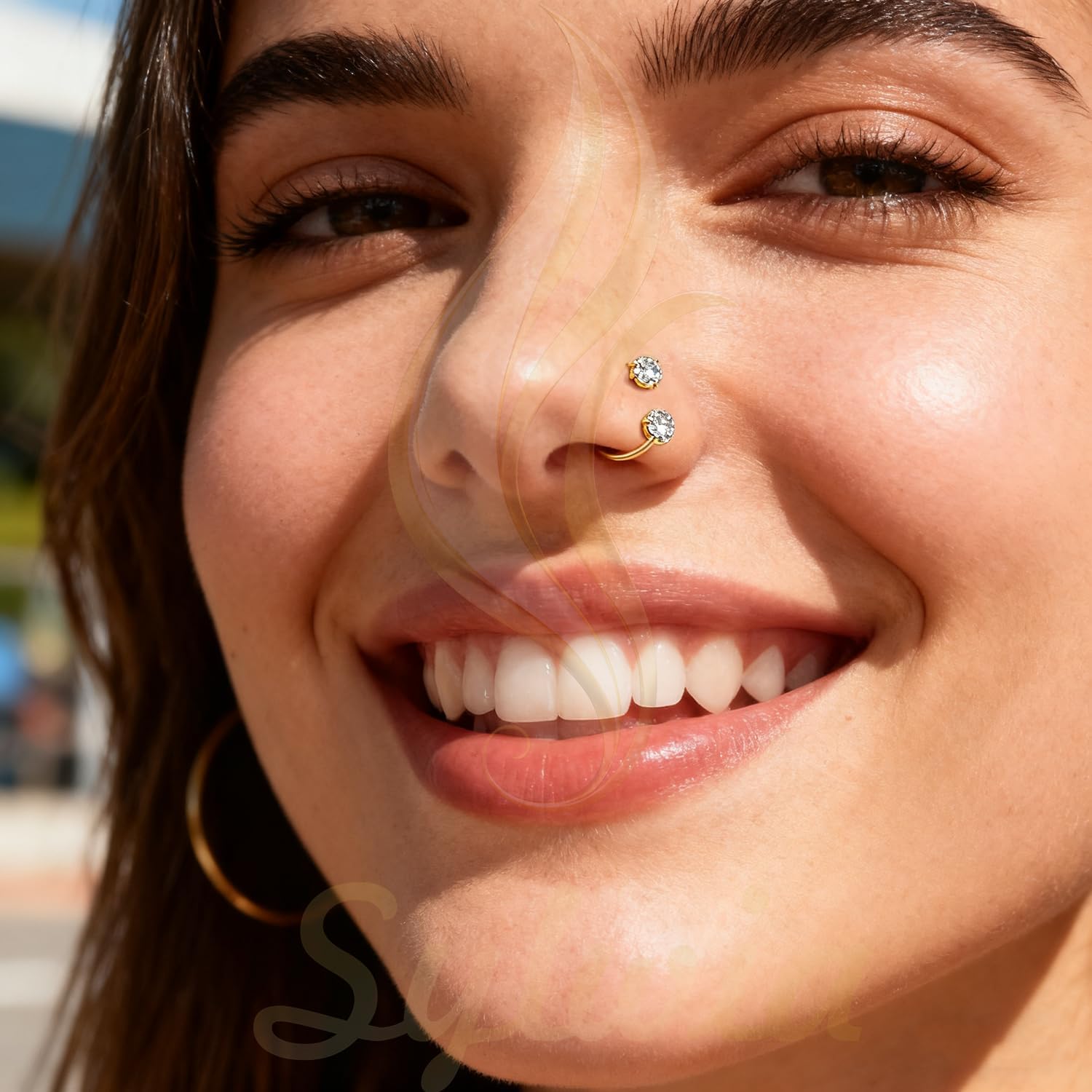 SYLWIA 14K Solid Gold Nose Septum Rings, Real Gold Hypoallergenic Nose Piercing Jewelry - 16G Horseshoe Lip Eyebrow Helix Daith Ear Piercings for Women Men - Image 2