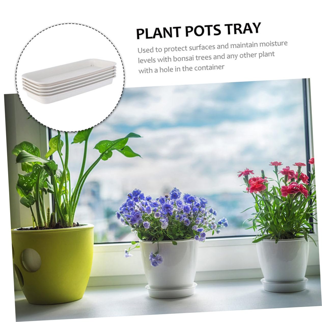 Yardwe 4piezas Bandejas para Agua De Macetas Plato De Jardinería Rectangular Duradero y Reutilizable