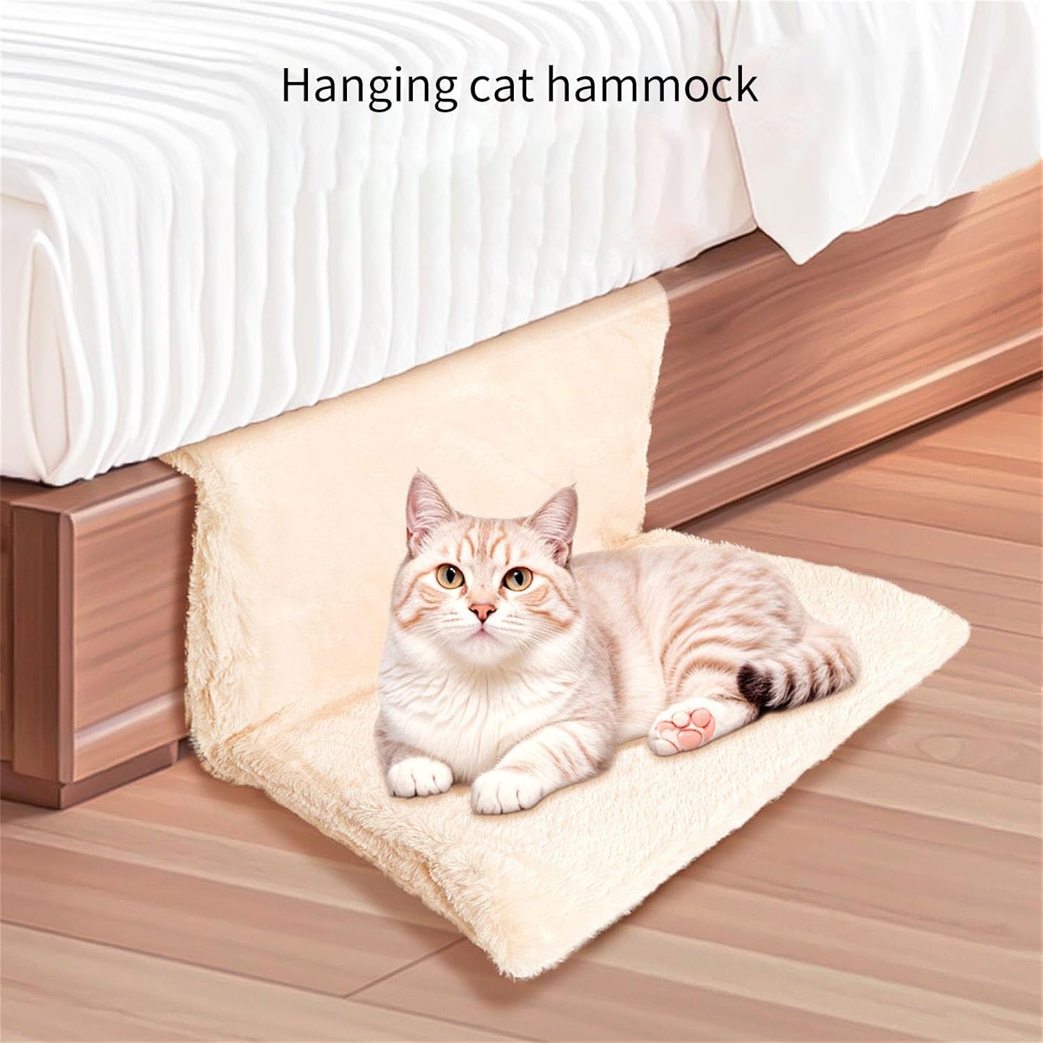 Sturdy Iron Frame Hammock Warm Removable Cover Foldable Hanging Bed Washable for Pet Comfort Plush Cats Hammock
