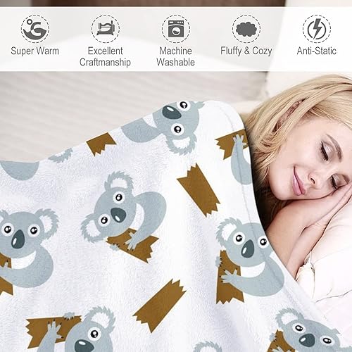 Miniatura 5 de Manta Koala suave, mullida y cálida, manta pequeña de 40 x 50 pulgadas para sofá, manta blanca bonita para niñas y niños