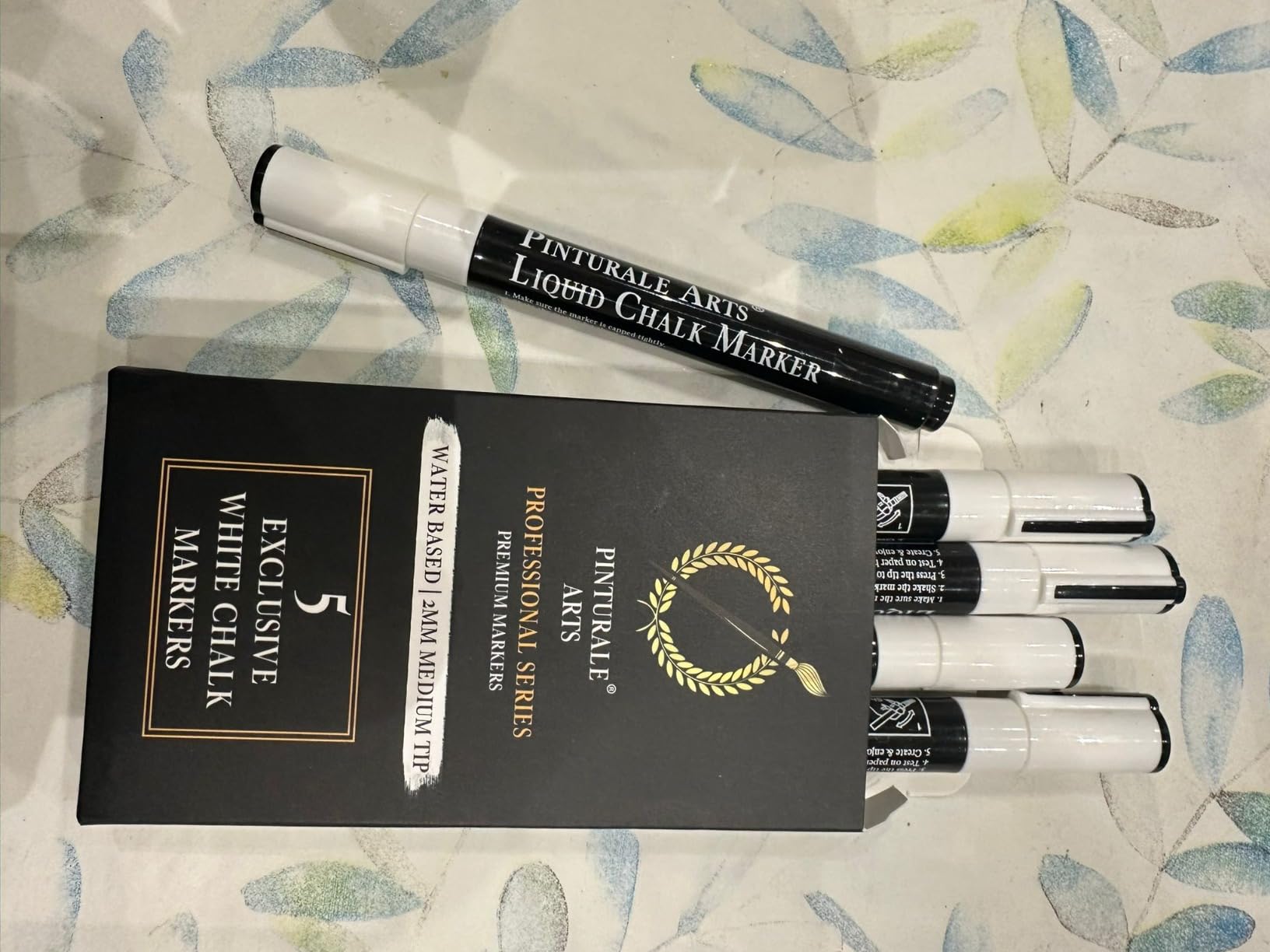Folia Set De 5 Rotuladores De Tiza En Blanco – Trazo Fino De 1-2 Mm, Borrables, Para Pizarra, Cristal Y Espejos