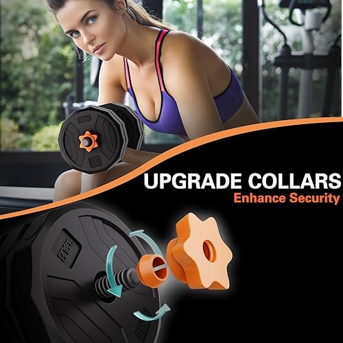 Miniatura 3 de Juego de mancuernas de peso ajustable, 4 en 1, juego de pesas gratis para gimnasio en casa, utilizado como barra, pesa rusa con collares de