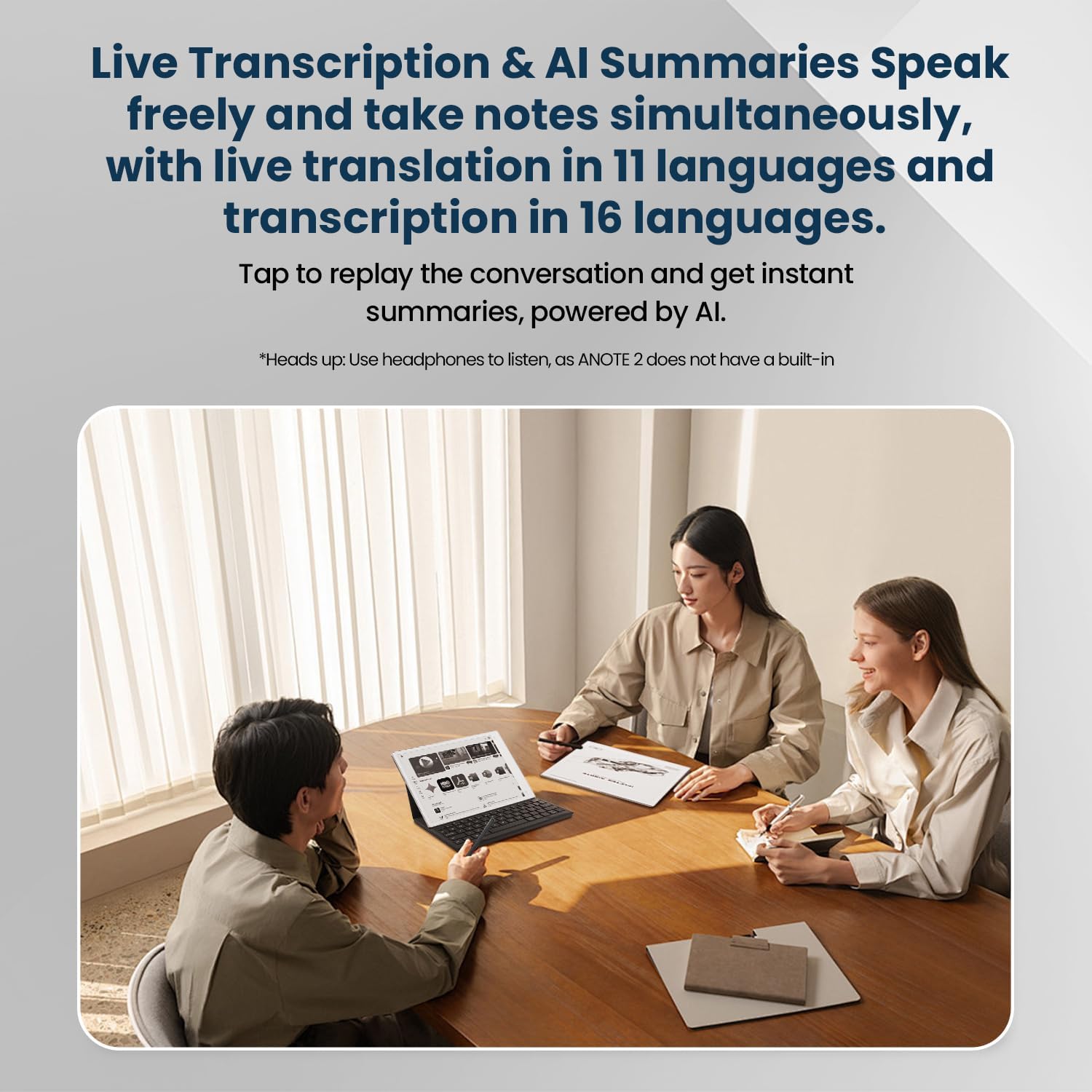 iFLYTEK AINOTE 2: 10.65" E-Ink Digital Paper Tablet – AI Meeting Assistant, Automated Smart Summaries, Live Voice-to-Text Transcription & Included Stylus