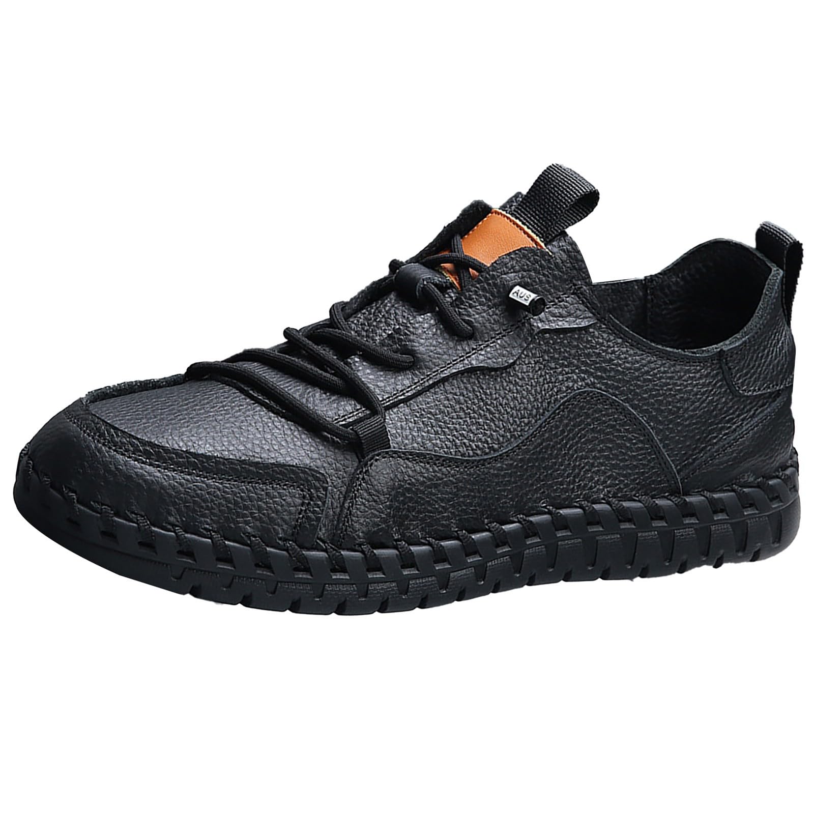 Zapatos de piel sintética para hombre, suela suave, zapatos de cuero, hechos a mano, zapatos casuales con cordones, antideslizantes, transpirables, zapatos para exteriores